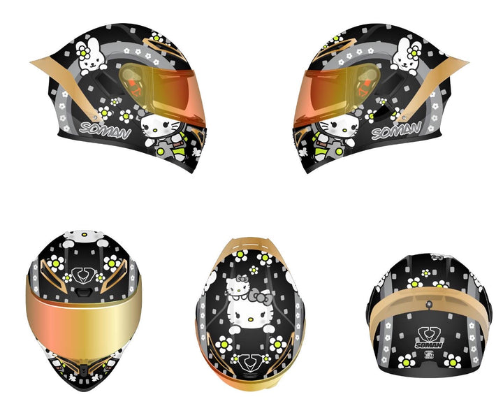 SOMAN Flip-up Helmet - SM955 Matte Black, Silver