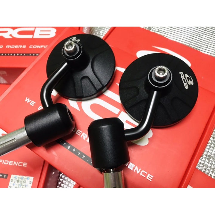 Racingboy S7 handlebar end mirror, black (round shape)