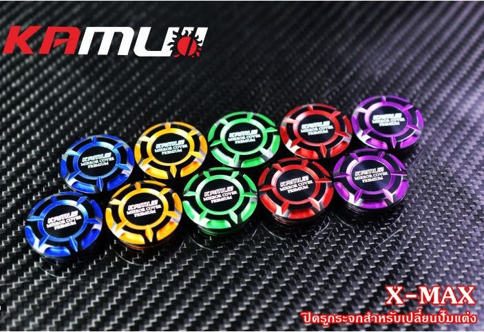 KAMUI mirror hole cover nut, two-tone, Yamaha Xmax model (for modified pumps)