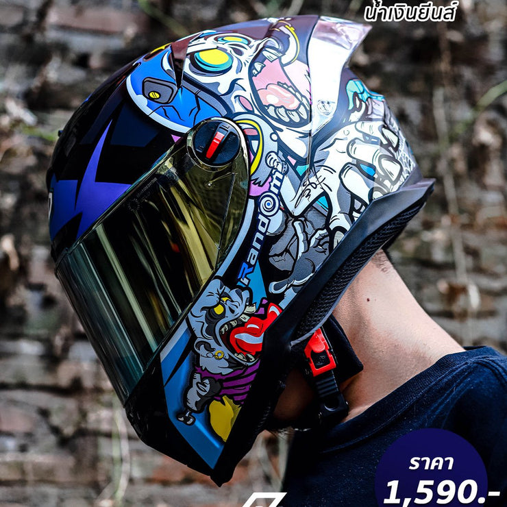 หมวกกันน็อค Random CZ-R BT 7 DeadHead น้ำเงินยีนส์