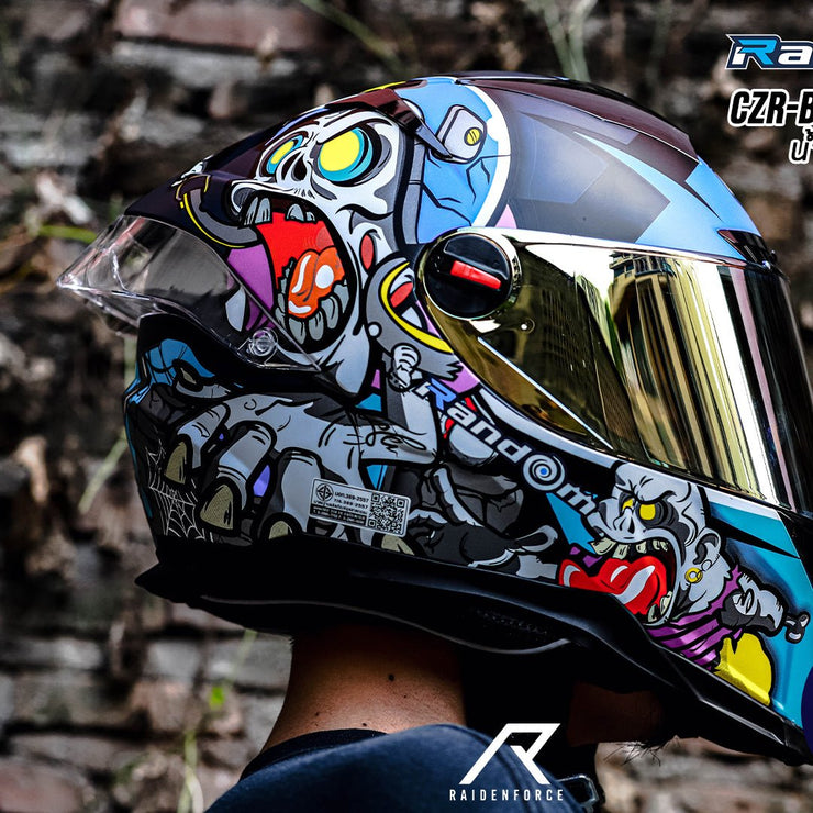 หมวกกันน็อค Random CZ-R BT 7 DeadHead น้ำเงินยีนส์