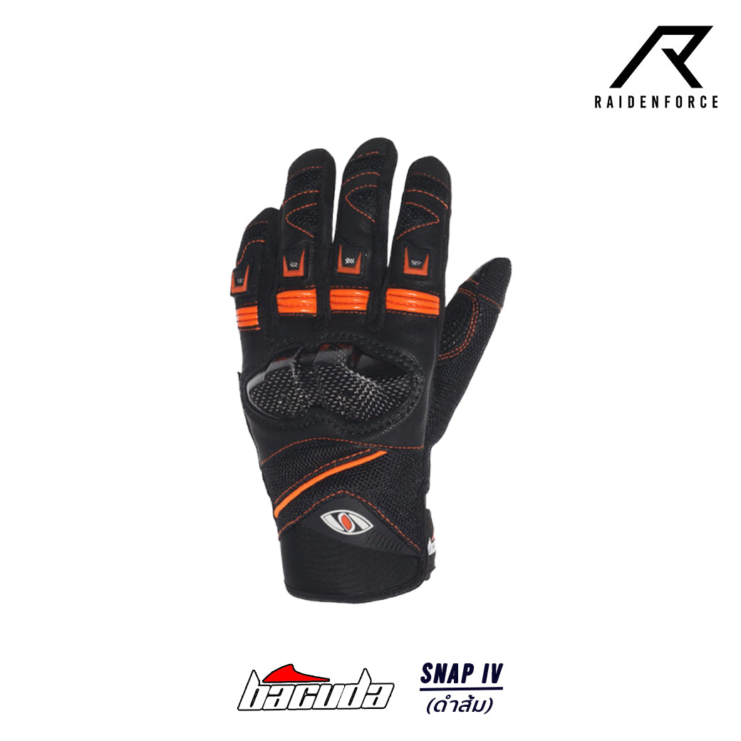 Bacuda Snap IV Leather Gloves Black Orange