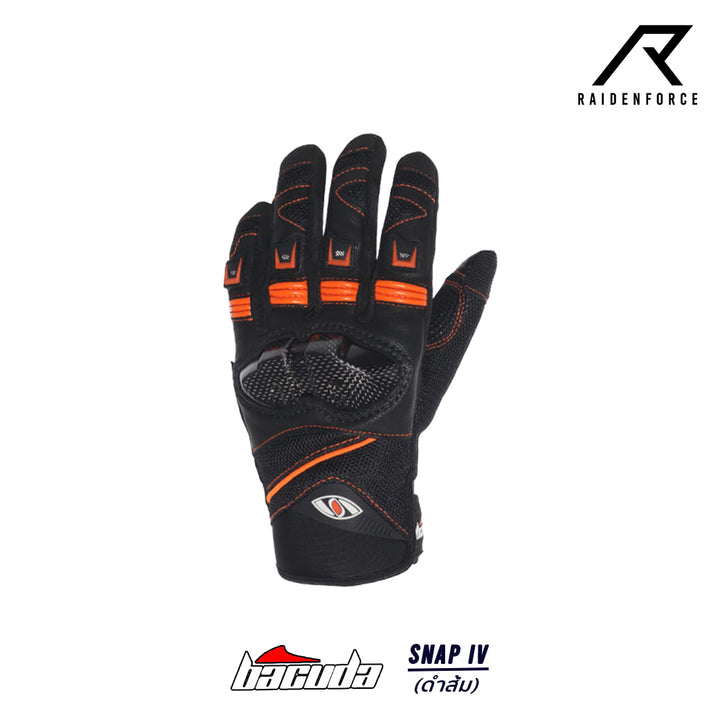 Bacuda Snap IV Leather Gloves Black Orange