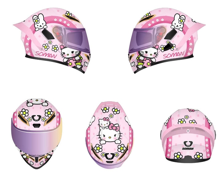 หมวกกันน็อค SOMAN - SM955  Cute Cat Pro  ชมพู