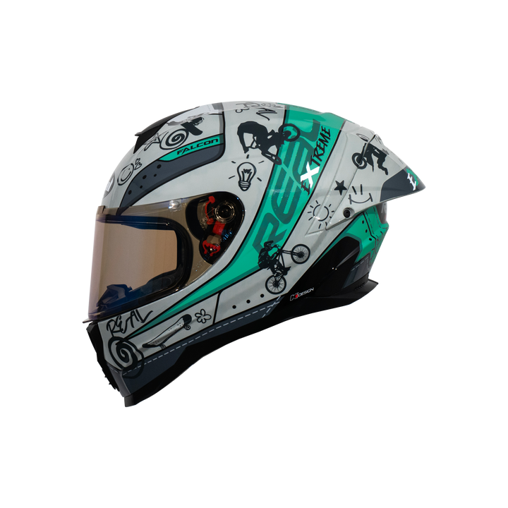 หมวกกันน็อค REAL Helmet Falcon  Extreme เทาเขียว