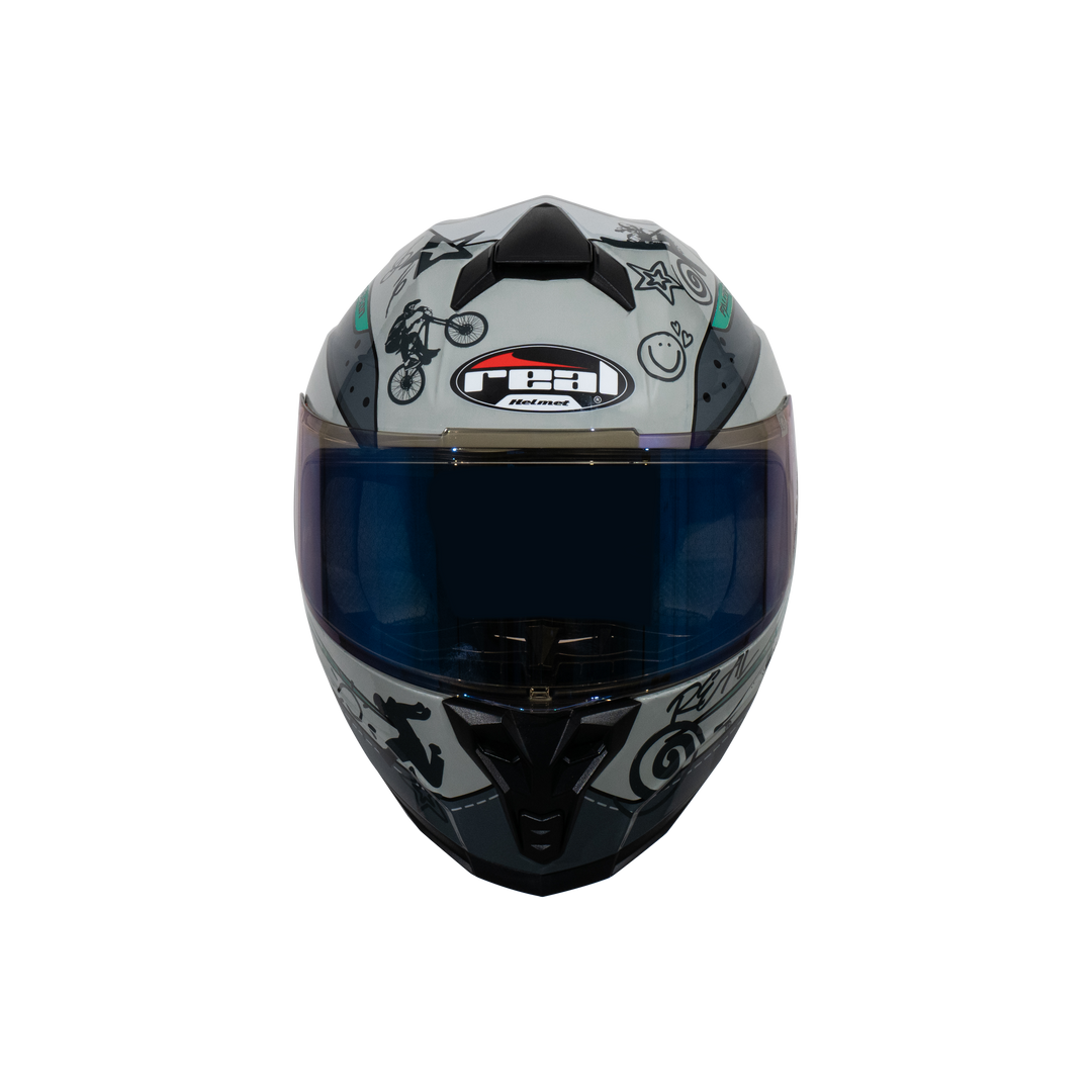 หมวกกันน็อค REAL Helmet Falcon  Extreme เทาเขียว