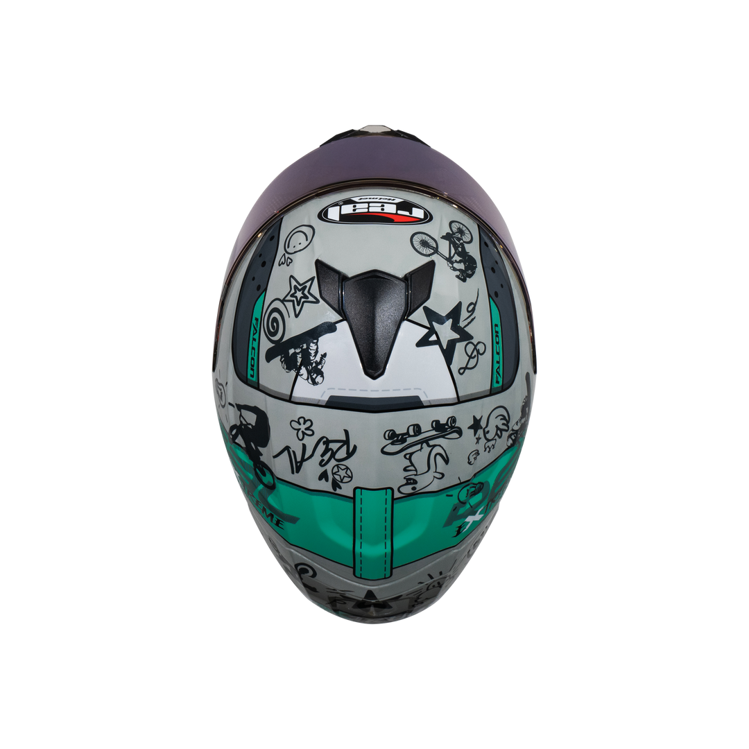 หมวกกันน็อค REAL Helmet Falcon  Extreme เทาเขียว
