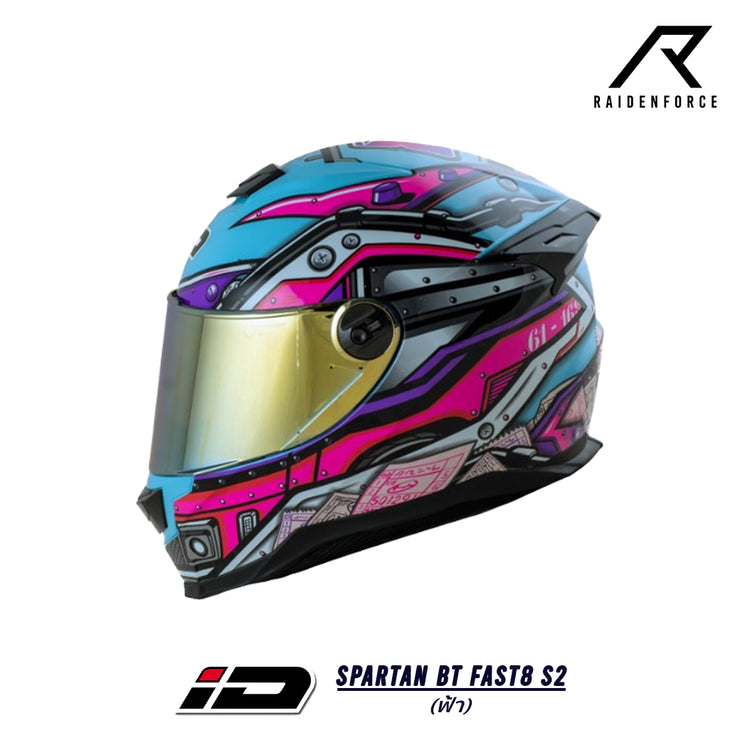 หมวกกันน็อค ID HELMET SPARTAN BT Fast8 S2 สีฟ้า