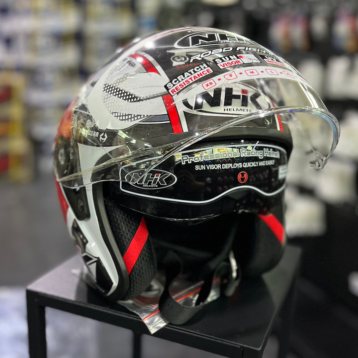 NHK R12Visor-Napoleon Helmet White/Red