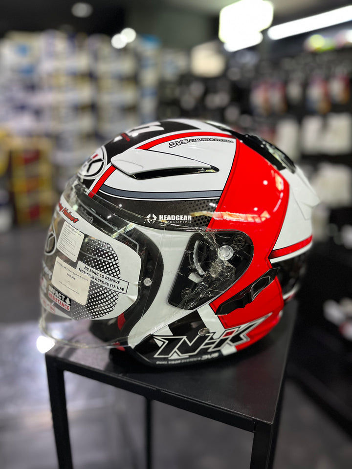 NHK R12Visor-Napoleon Helmet White/Red