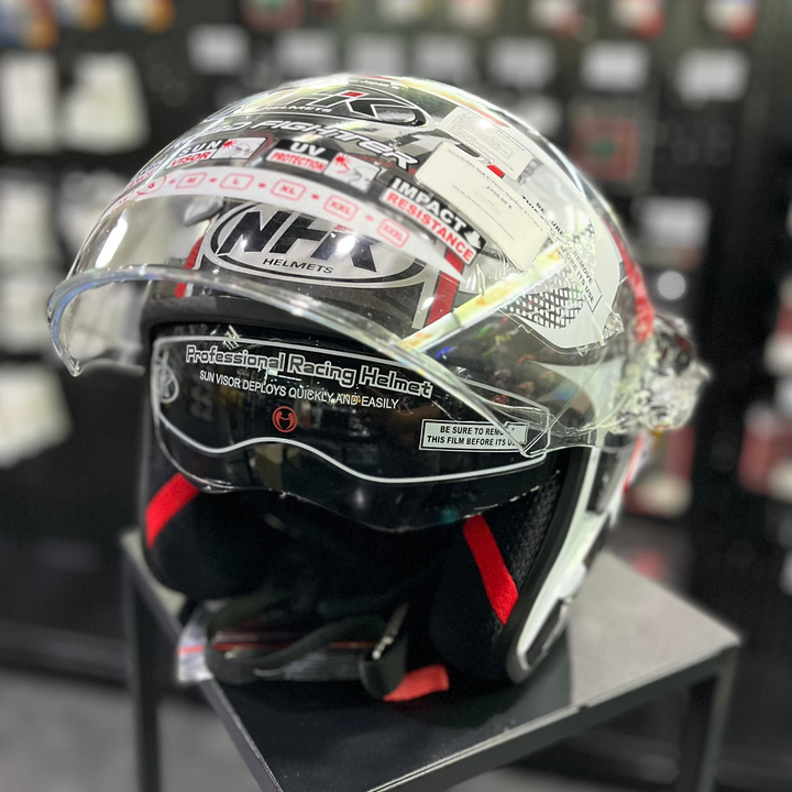 NHK R12Visor-Napoleon Helmet White/Red