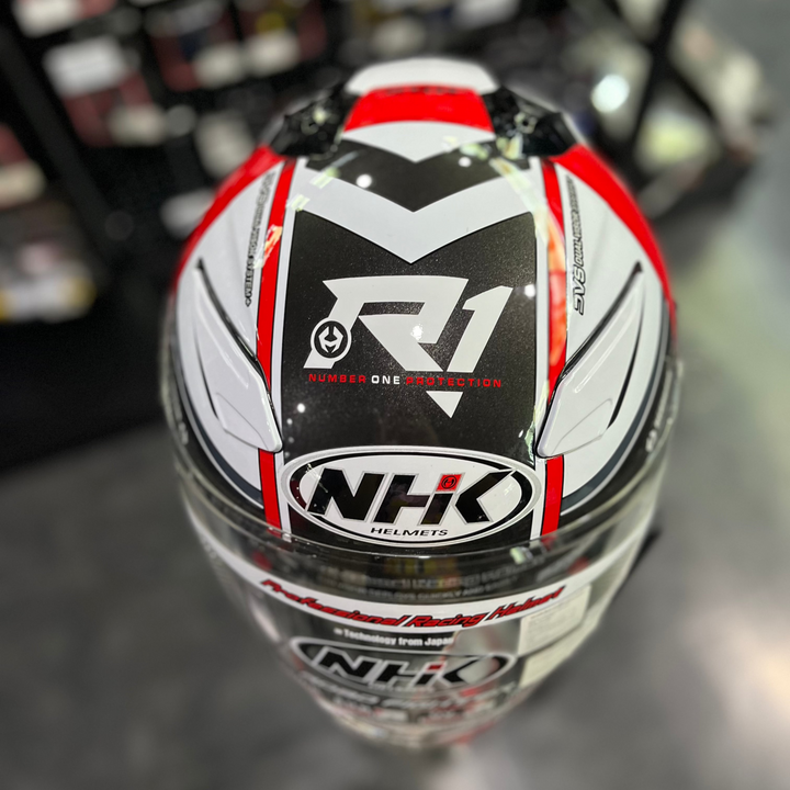 NHK R12Visor-Napoleon Helmet White/Red