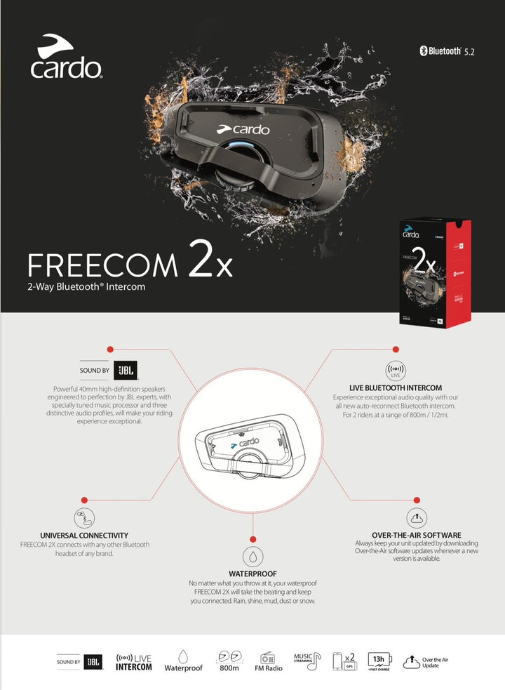 Bluetooth Helmet Headset Cardo bluetooth Freecom 2X JBL Speaker 
