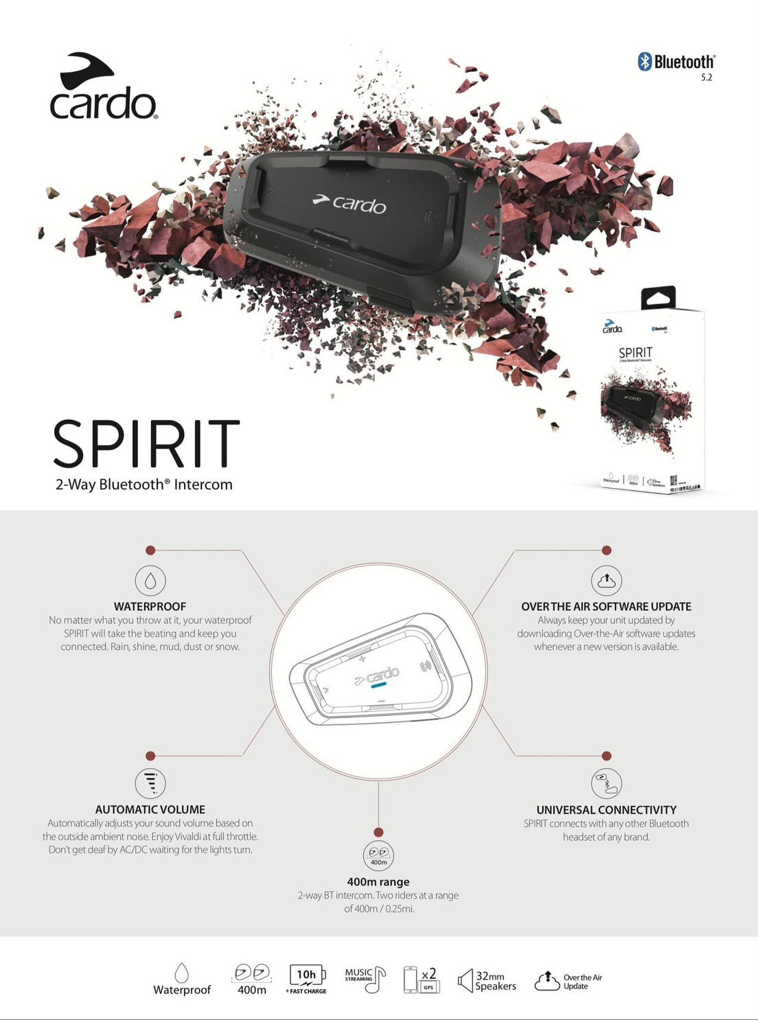 Cardo bluetooth Spirit Helmet Bluetooth (Bluetooth 5.2
