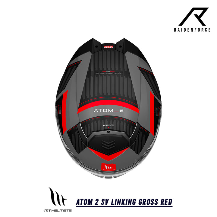 หมวกกันน็อคยกคาง MT Atom 2 SV LINKING Gross Red