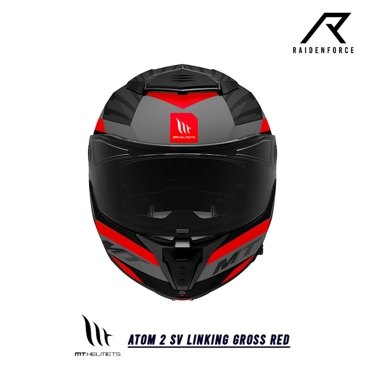 หมวกกันน็อคยกคาง MT Atom 2 SV LINKING Gross Red