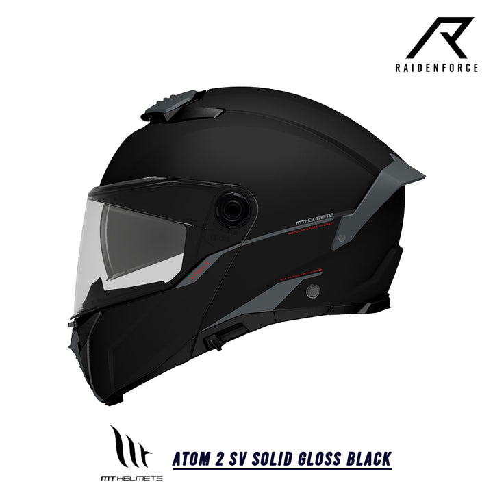 หมวกกันน็อคยกคาง MT Atom 2 SV Solid Gloss Black ดำเงา