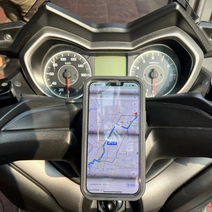 Motorcycle phone holder with handlebar cover Mototec Quicklock-Xmax300