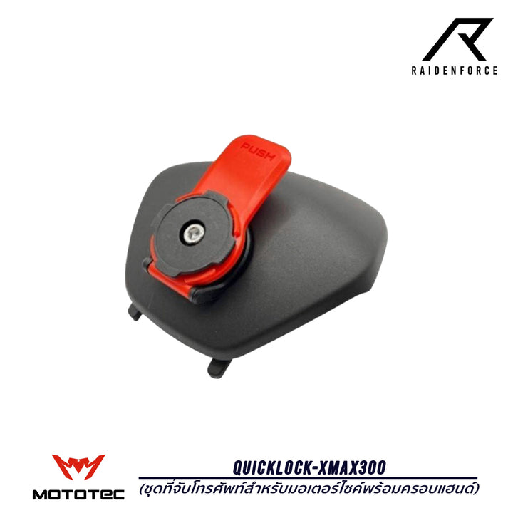 Motorcycle phone holder with handlebar cover Mototec Quicklock-Xmax300