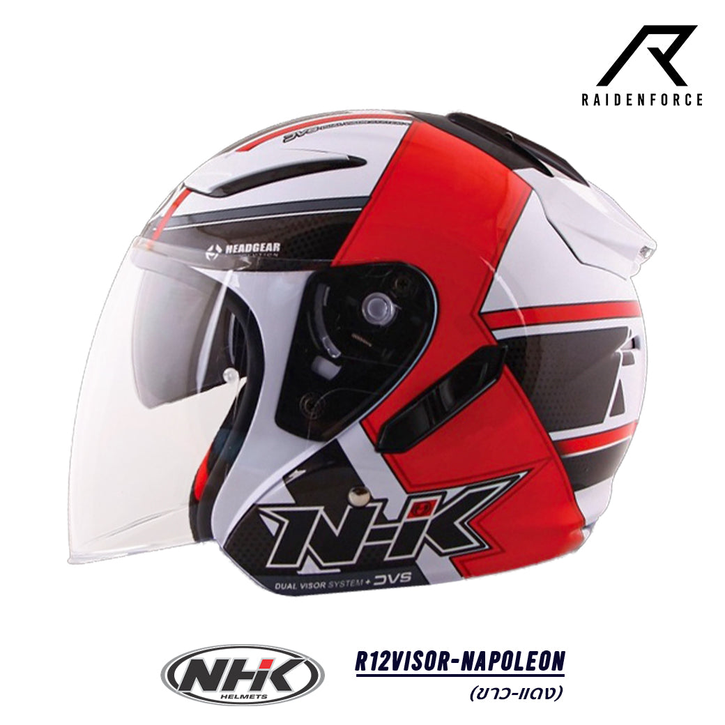 NHK R12Visor-Napoleon Helmet White/Red