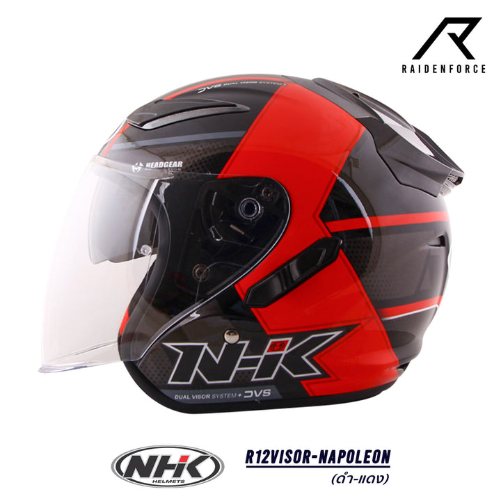 NHK R12Visor-Napoleon Helmet Black/Red 