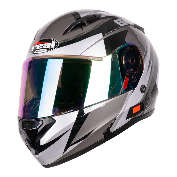 หมวกกันน็อค REAL Helmet STORM Cyclone  เทา ดำ