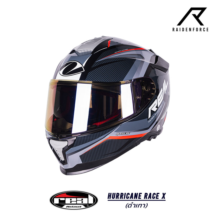 หมวกกันน็อค REAL HURRICANE RACE X สีดำเทา