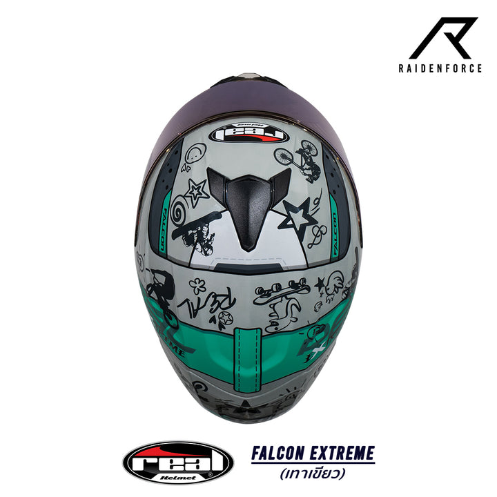หมวกกันน็อค REAL Helmet Falcon  Extreme เทาเขียว