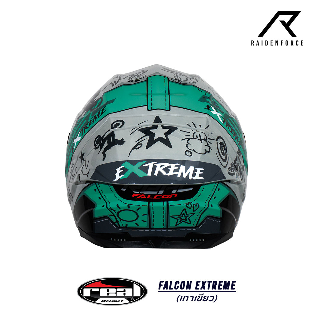 หมวกกันน็อค REAL Helmet Falcon  Extreme เทาเขียว
