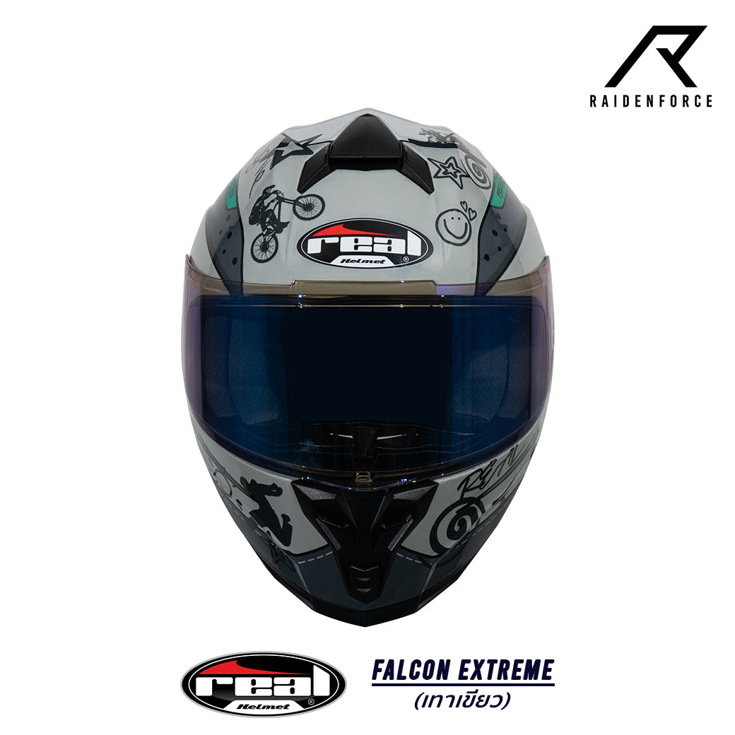 หมวกกันน็อค REAL Helmet Falcon  Extreme เทาเขียว