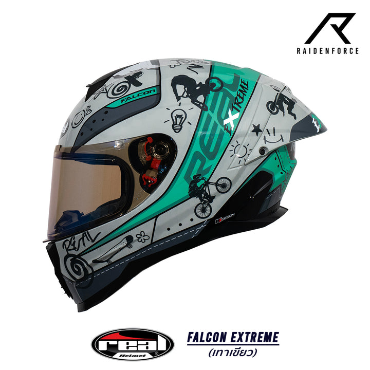 หมวกกันน็อค REAL Helmet Falcon  Extreme เทาเขียว