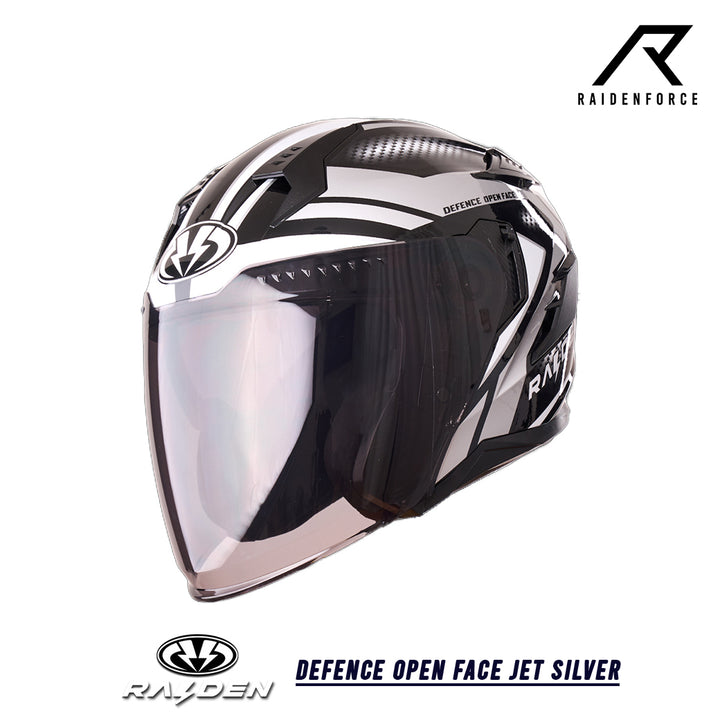 Raiden Defense Open face Jet Silver helmet