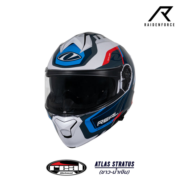 หมวกกันน็อค Real Helmet Atlas STRATUS สีขาว/น้ำเงิน