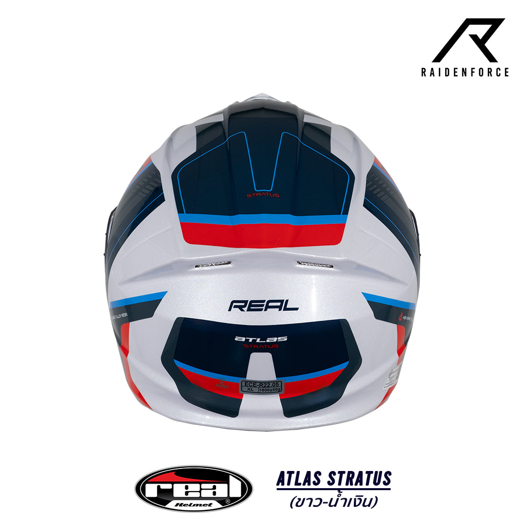 หมวกกันน็อค Real Helmet Atlas STRATUS สีขาว/น้ำเงิน