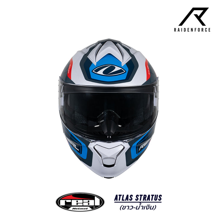 หมวกกันน็อค Real Helmet Atlas STRATUS สีขาว/น้ำเงิน