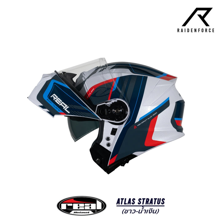 หมวกกันน็อค Real Helmet Atlas STRATUS สีขาว/น้ำเงิน