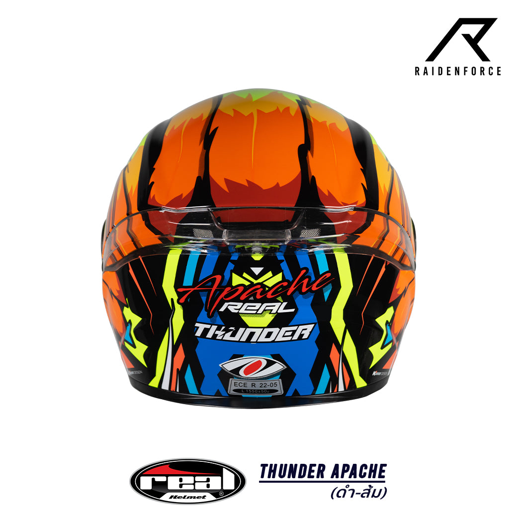 Real Helmet Thunder Apache Black Orange Helmet