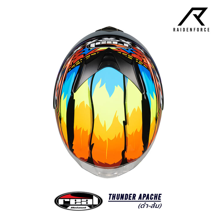 Real Helmet Thunder Apache Black Orange Helmet