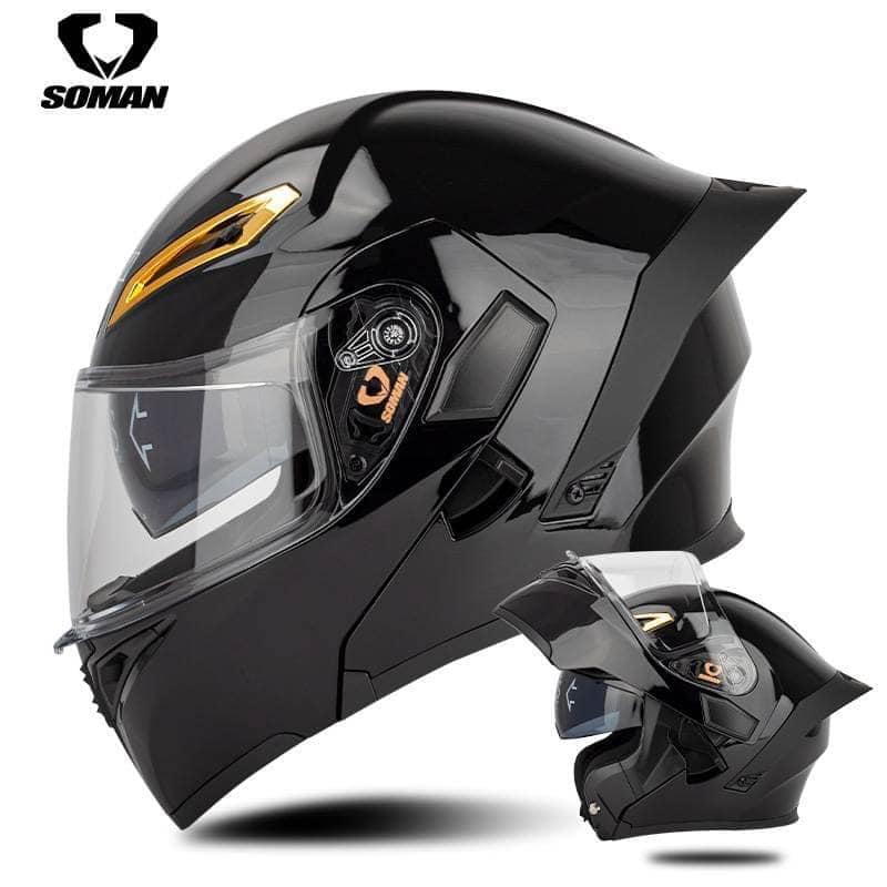 SOMAN Flip-up Helmet - SM955 Glossy Black