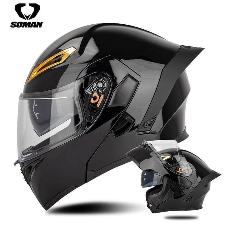 SOMAN Flip-up Helmet - SM955 Glossy Black