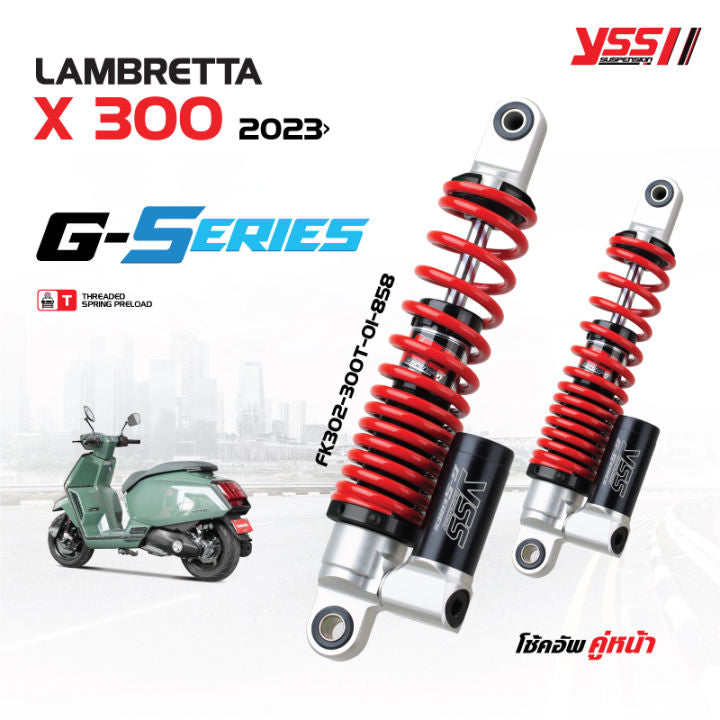 โช้ค YSS G-Series Lambretta X 300 year 2023 Front สี ดำ/แดง