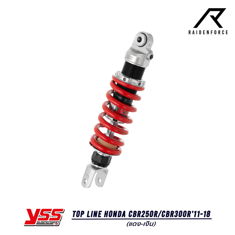 โช้ค YSS Top Line Honda CBR250R/CBR300R'1118 สี แดง/เงิน Raiden Force