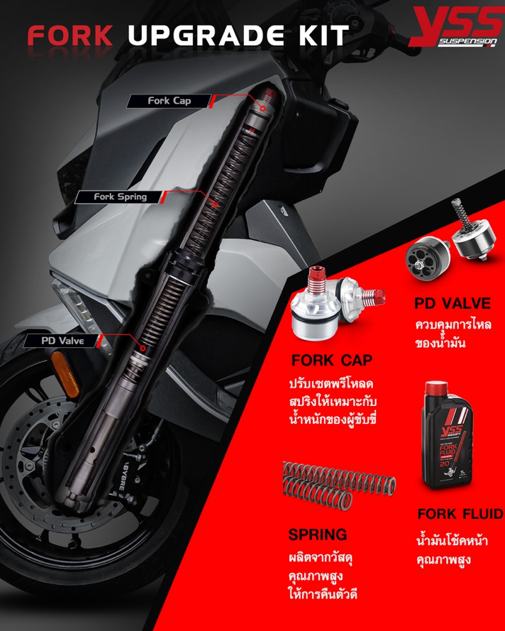 Front shock upgrade kit YSS Fork Upgrade Kit Honda CBR250R/CBR300R'11-18