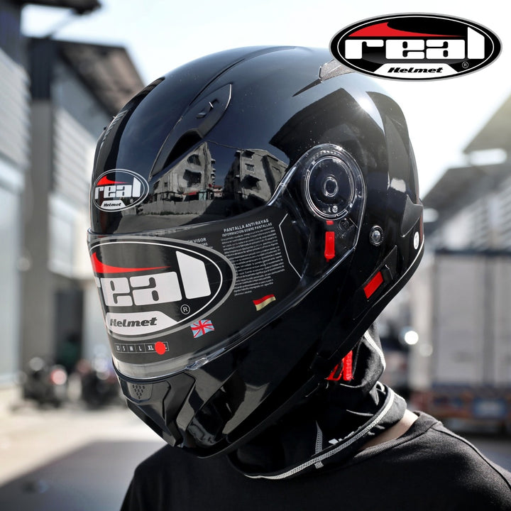 REAL Helmet STORM, glossy black base