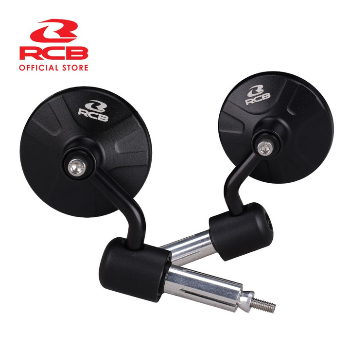 Racingboy S7 handlebar end mirror, black (round shape)
