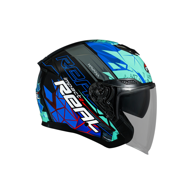 หมวกกันน็อค REAL Helmet HAVANA IMPACT พื้น-ดำน้ำเงิน