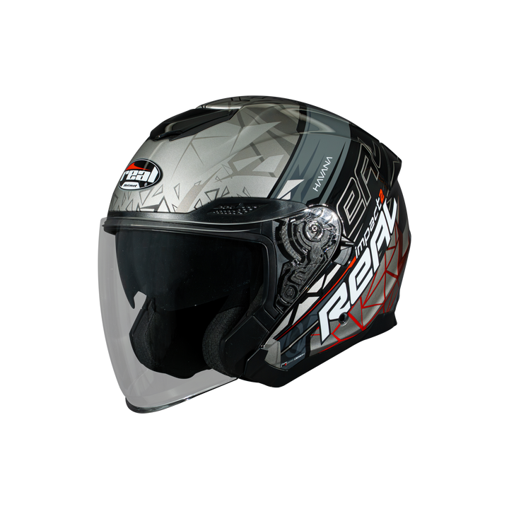 หมวกกันน็อค REAL Helmet HAVANA IMPACT พื้น-ดำเทา