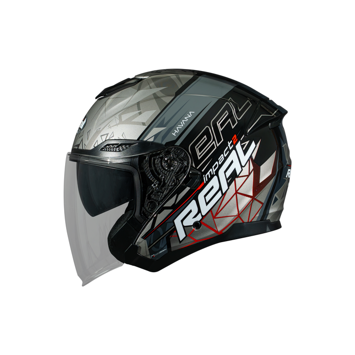 หมวกกันน็อค REAL Helmet HAVANA IMPACT พื้น-ดำเทา