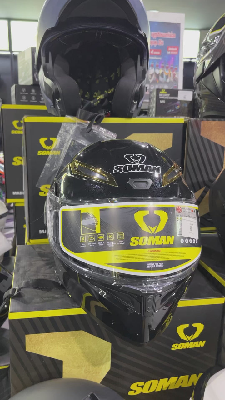 SOMAN Flip-up Helmet - SM955 Glossy Black