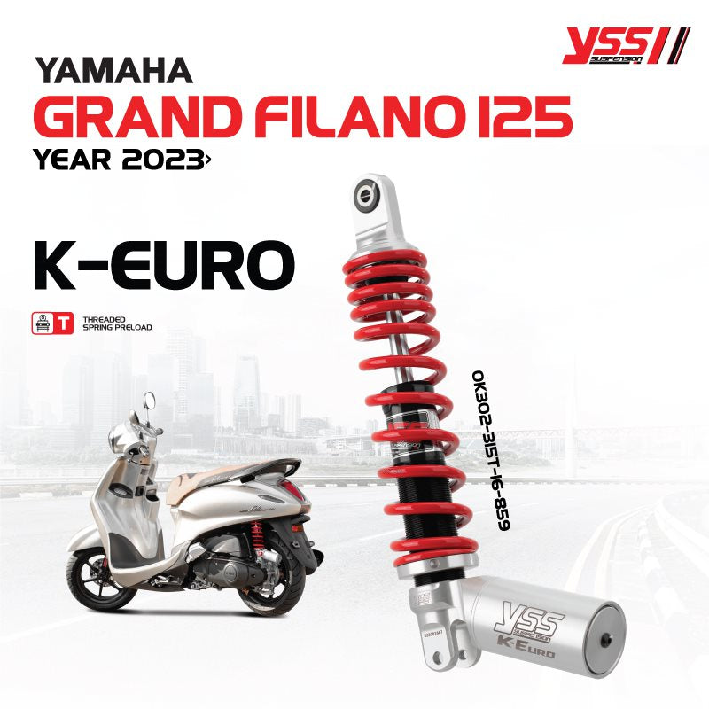 โช้ค YSS K-Euro Yamaha Grand Filano125'23 สี แดง/เงิน